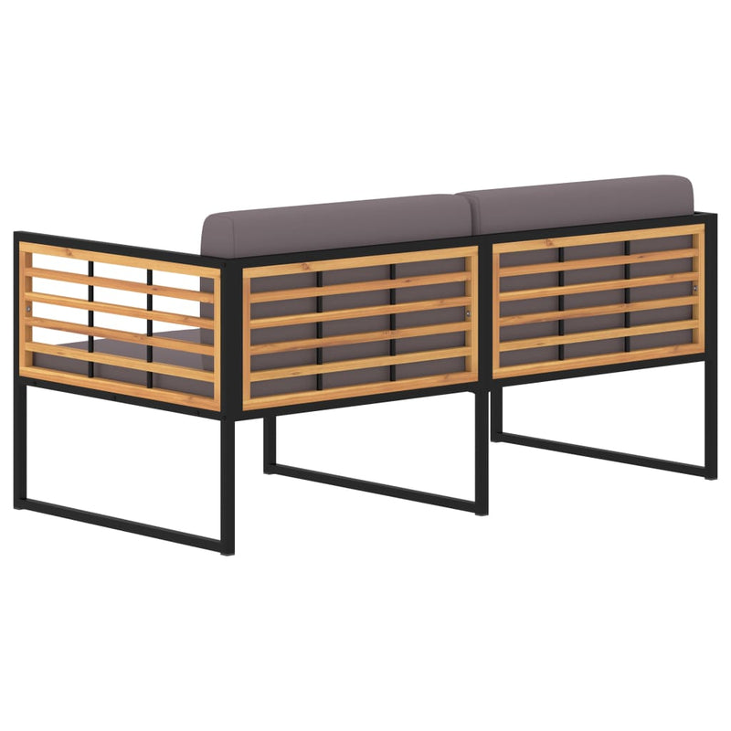 Garden Bench with Cushions 136 cm Solid Acacia Wood Dark Grey Payday Deals