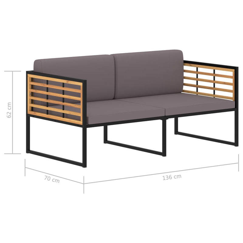 Garden Bench with Cushions 136 cm Solid Acacia Wood Dark Grey Payday Deals