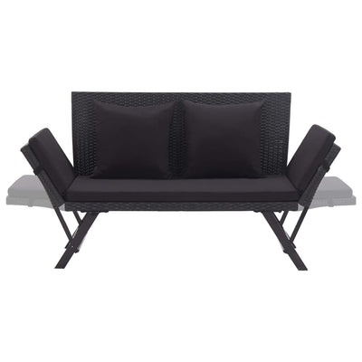 Garden Bench with Cushions 176 cm Black Poly Rattan Payday Deals