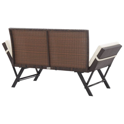 Garden Bench with Cushions 176 cm Brown Poly Rattan Payday Deals