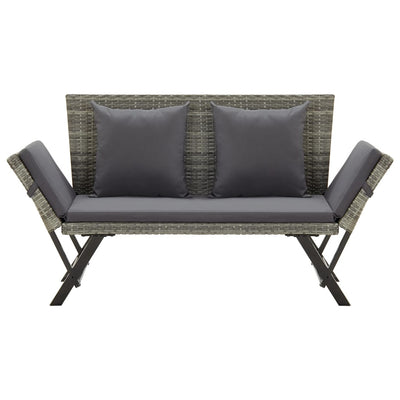 Garden Bench with Cushions 176 cm Grey Poly Rattan Payday Deals