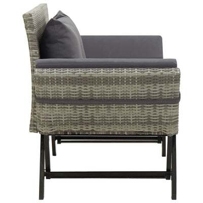 Garden Bench with Cushions 176 cm Grey Poly Rattan Payday Deals