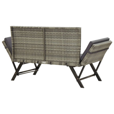 Garden Bench with Cushions 176 cm Grey Poly Rattan Payday Deals