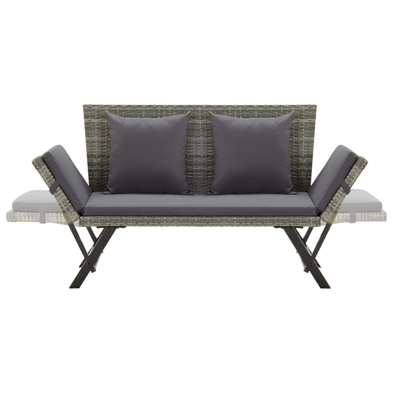 Garden Bench with Cushions 176 cm Grey Poly Rattan Payday Deals