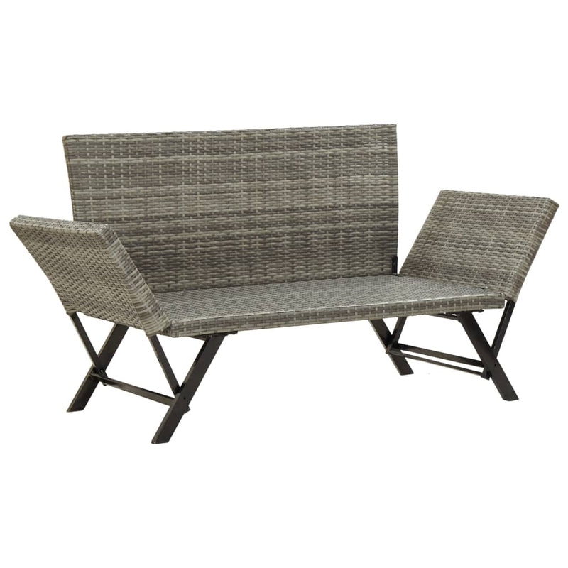 Garden Bench with Cushions 176 cm Grey Poly Rattan Payday Deals