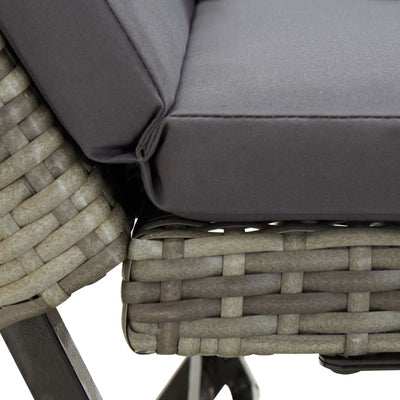 Garden Bench with Cushions 176 cm Grey Poly Rattan Payday Deals