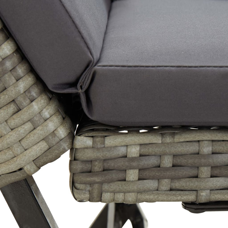 Garden Bench with Cushions 176 cm Grey Poly Rattan Payday Deals