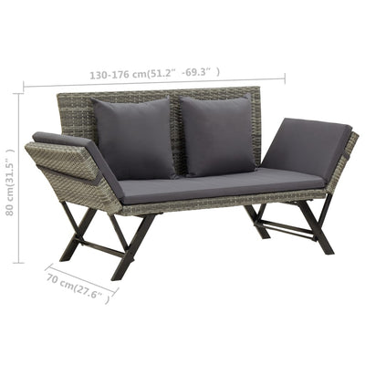 Garden Bench with Cushions 176 cm Grey Poly Rattan Payday Deals