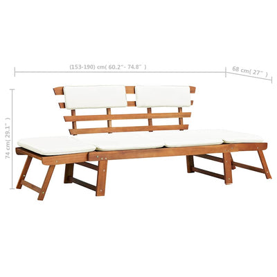 Garden Bench with Cushions 2-in-1 190 cm Solid Acacia Wood Payday Deals