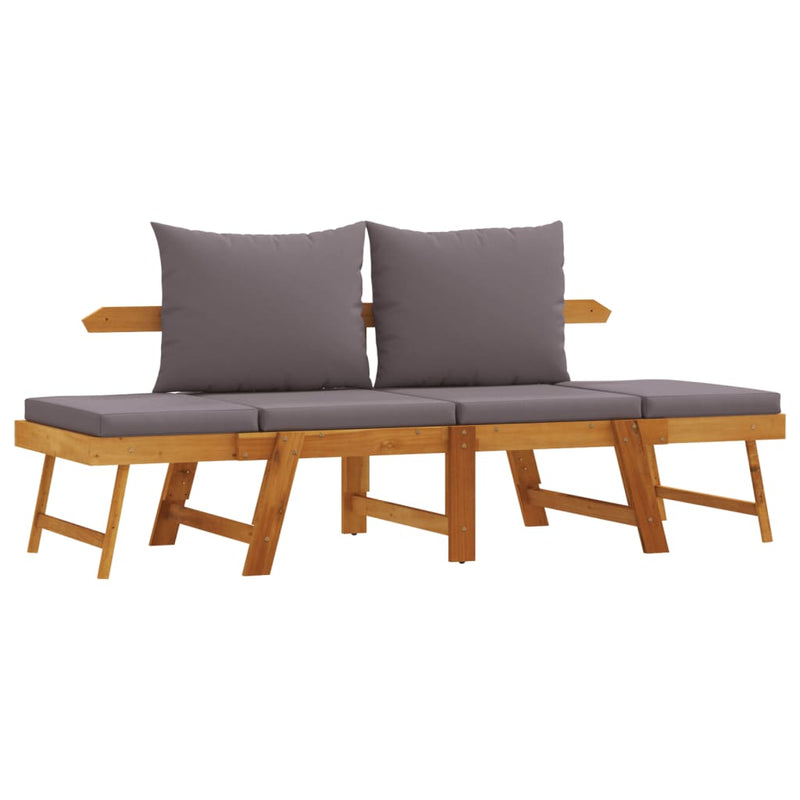 Garden Bench with Cushions 2-in-1 Solid Wood Acacia Payday Deals
