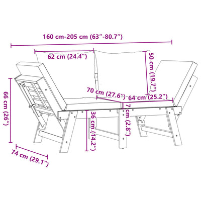 Garden Bench with Cushions 2-in-1 Solid Wood Acacia Payday Deals