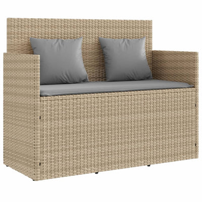 Garden Bench with Cushions Beige Poly Rattan Payday Deals