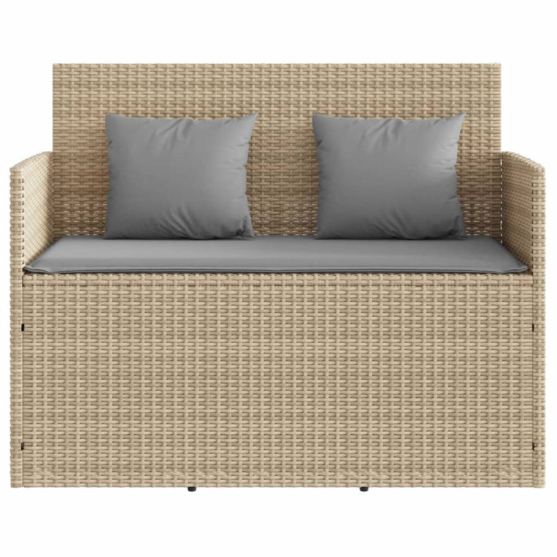 Garden Bench with Cushions Beige Poly Rattan Payday Deals