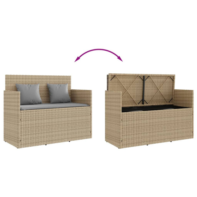 Garden Bench with Cushions Beige Poly Rattan Payday Deals