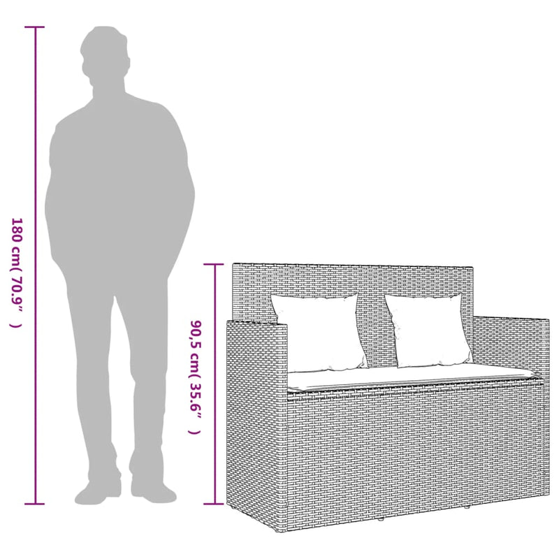 Garden Bench with Cushions Beige Poly Rattan Payday Deals