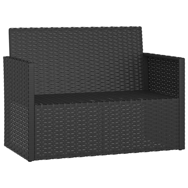 Garden Bench with Cushions Black 105 cm Poly Rattan Payday Deals