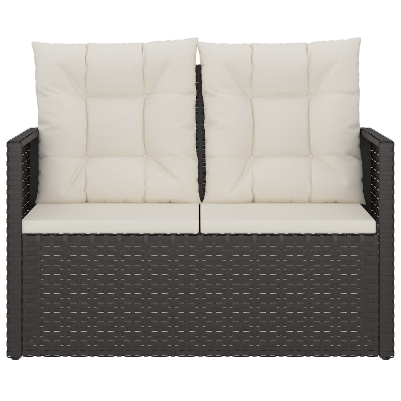 Garden Bench with Cushions Black 105 cm Poly Rattan Payday Deals