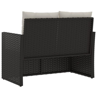 Garden Bench with Cushions Black 105 cm Poly Rattan Payday Deals