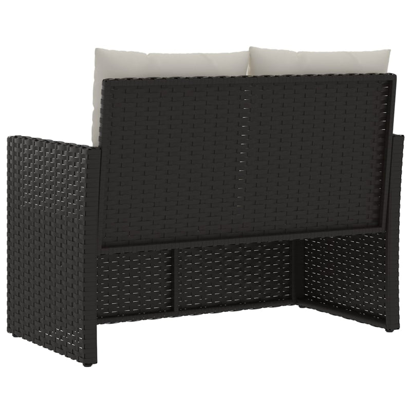 Garden Bench with Cushions Black 105 cm Poly Rattan Payday Deals