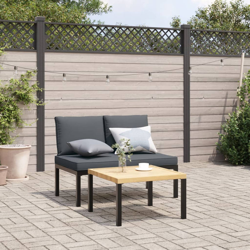 Garden Bench with Cushions Black Aluminium Payday Deals