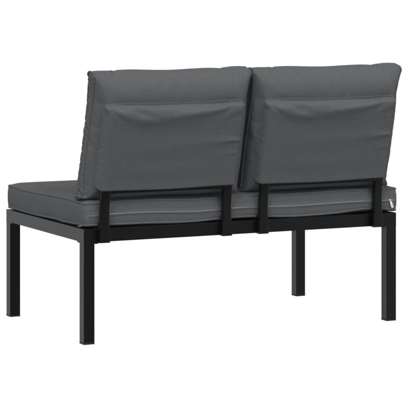 Garden Bench with Cushions Black Aluminium Payday Deals