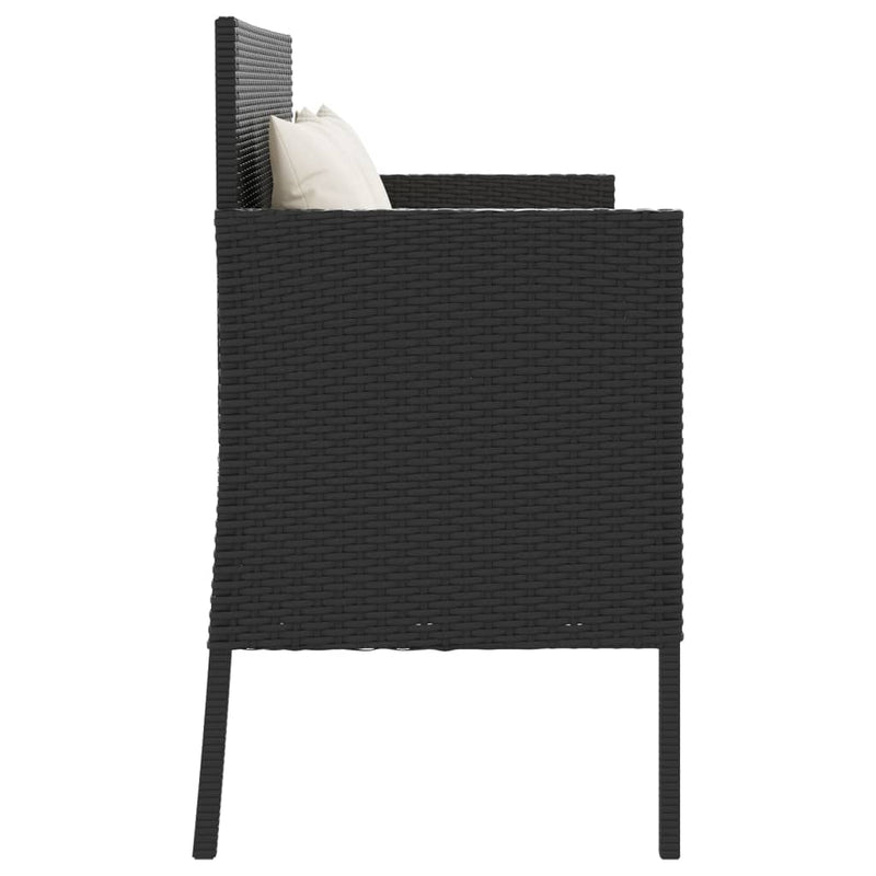 Garden Bench with Cushions Black Poly Rattan Payday Deals