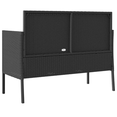 Garden Bench with Cushions Black Poly Rattan Payday Deals
