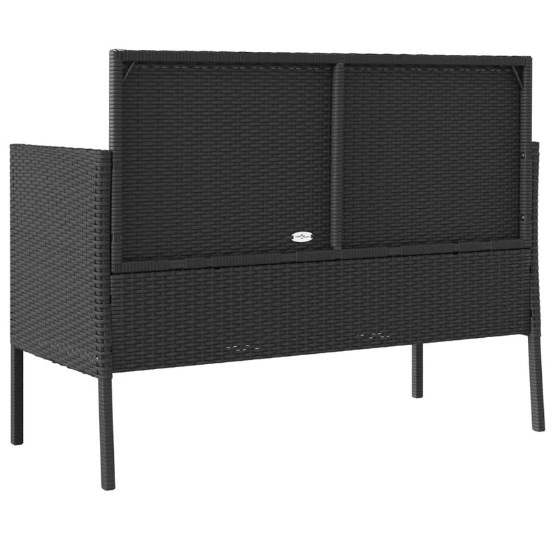 Garden Bench with Cushions Black Poly Rattan Payday Deals