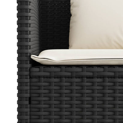 Garden Bench with Cushions Black Poly Rattan Payday Deals