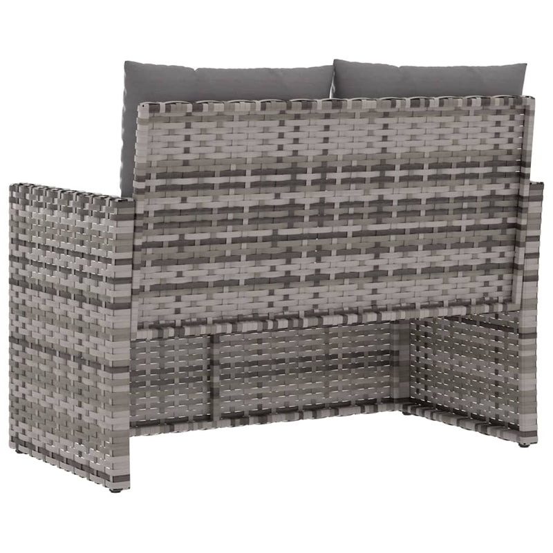 Garden Bench with Cushions Grey 105 cm Poly Rattan Payday Deals