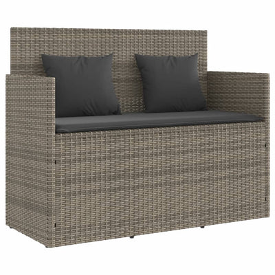 Garden Bench with Cushions Grey Poly Rattan Payday Deals