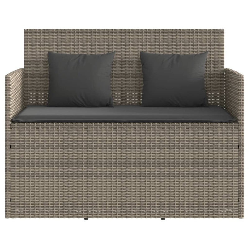 Garden Bench with Cushions Grey Poly Rattan Payday Deals