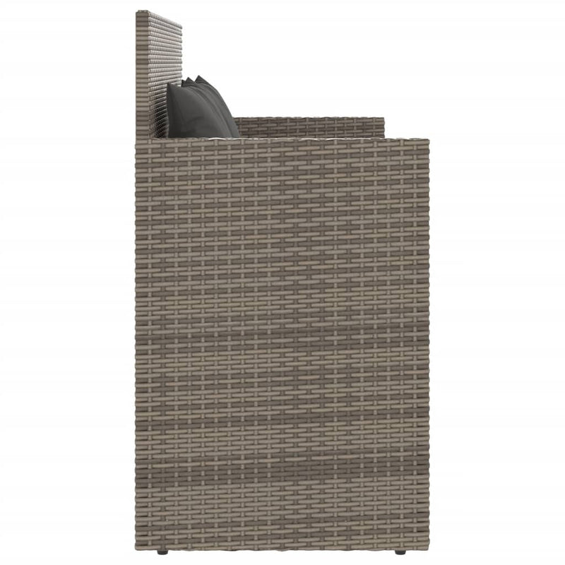 Garden Bench with Cushions Grey Poly Rattan Payday Deals