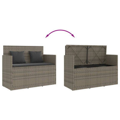 Garden Bench with Cushions Grey Poly Rattan Payday Deals