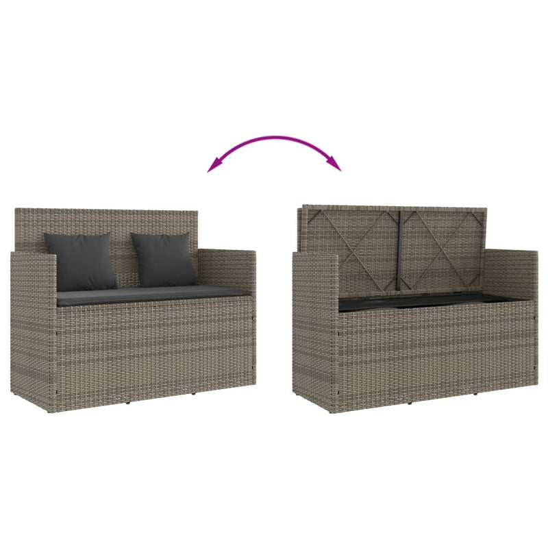 Garden Bench with Cushions Grey Poly Rattan Payday Deals