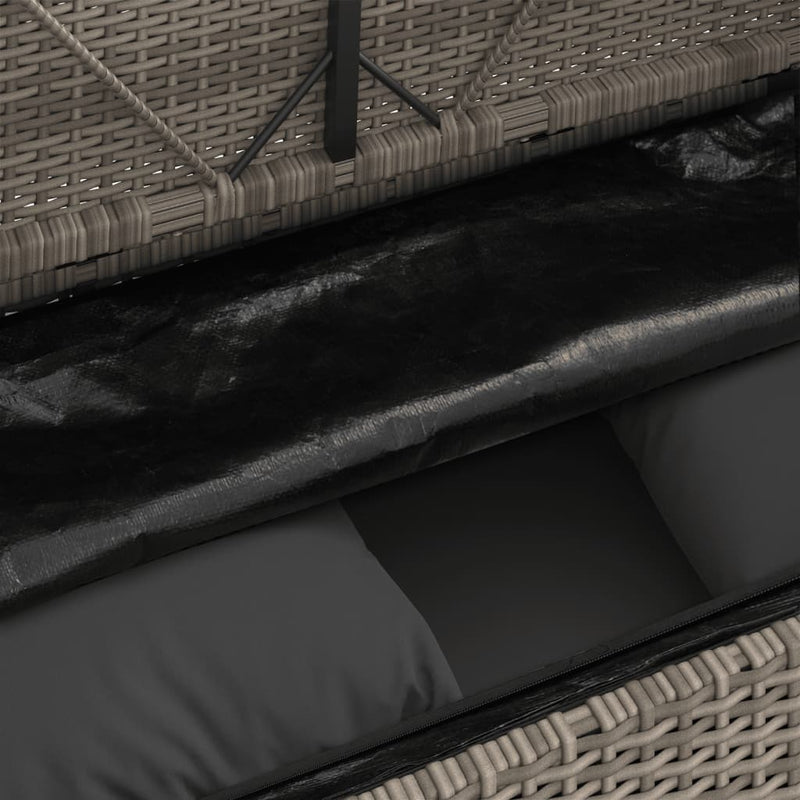 Garden Bench with Cushions Grey Poly Rattan Payday Deals