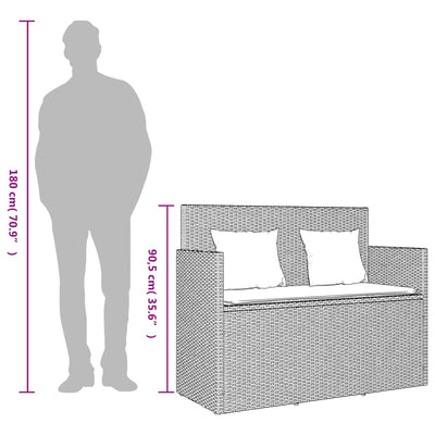 Garden Bench with Cushions Grey Poly Rattan Payday Deals