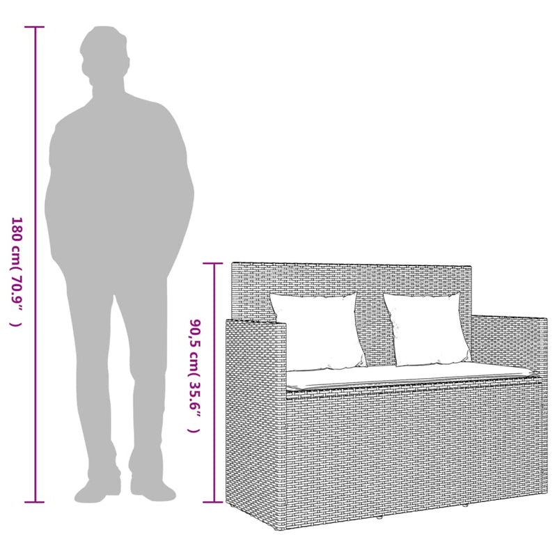 Garden Bench with Cushions Grey Poly Rattan Payday Deals