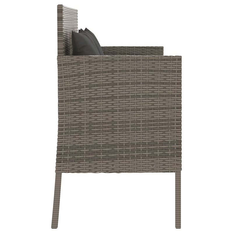 Garden Bench with Cushions Grey Poly Rattan Payday Deals