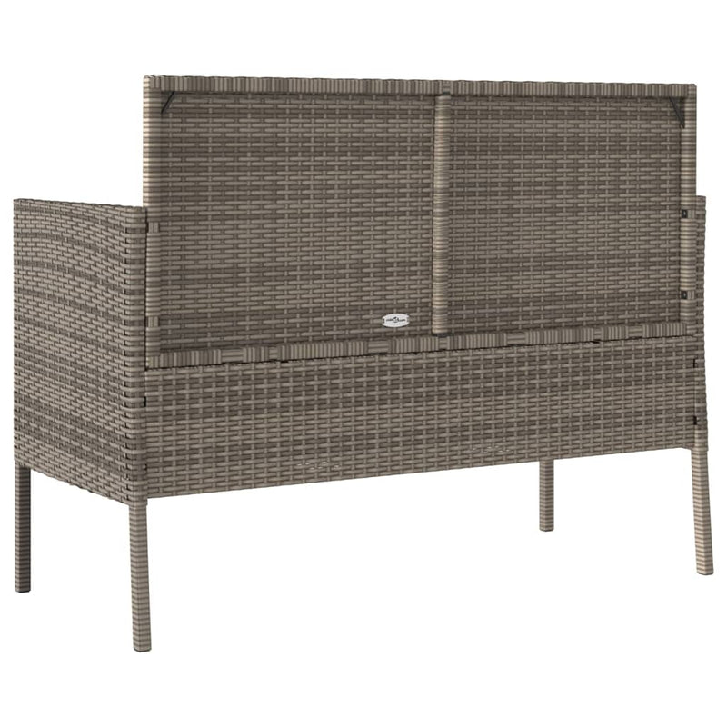 Garden Bench with Cushions Grey Poly Rattan Payday Deals