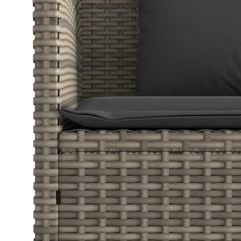 Garden Bench with Cushions Grey Poly Rattan Payday Deals