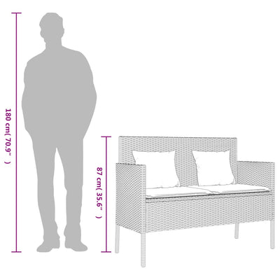 Garden Bench with Cushions Grey Poly Rattan Payday Deals