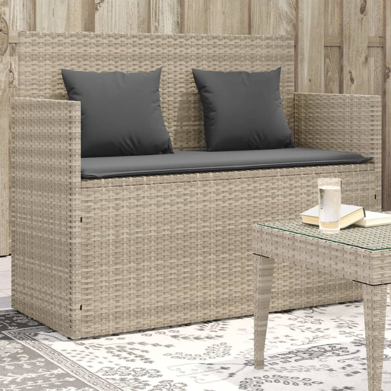 Garden Bench with Cushions Light Grey Poly Rattan Payday Deals