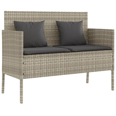 Garden Bench with Cushions Light Grey Poly Rattan Payday Deals