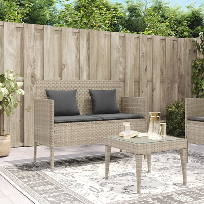 Garden Bench with Cushions Light Grey Poly Rattan Payday Deals