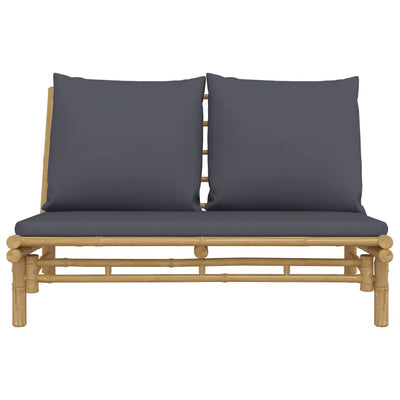 Garden Bench with Dark Grey Cushions Bamboo Payday Deals