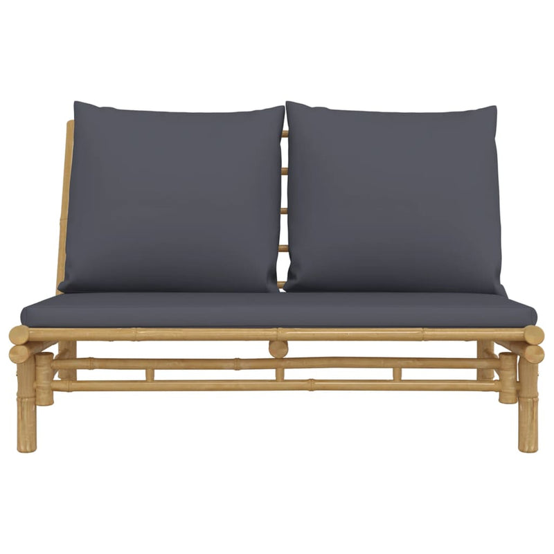 Garden Bench with Dark Grey Cushions Bamboo Payday Deals