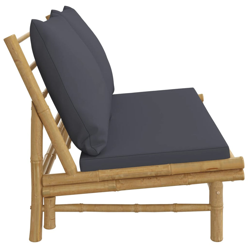 Garden Bench with Dark Grey Cushions Bamboo Payday Deals