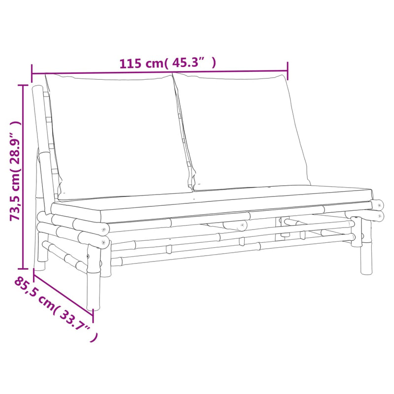 Garden Bench with Dark Grey Cushions Bamboo Payday Deals