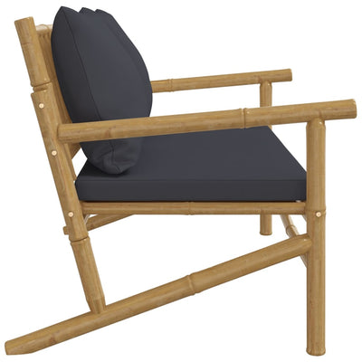 Garden Bench with Dark Grey Cushions Bamboo Payday Deals